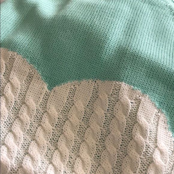 ✨Mint Green & White Knit Heart Patterned Sweater✨ - Picture 2 of 4